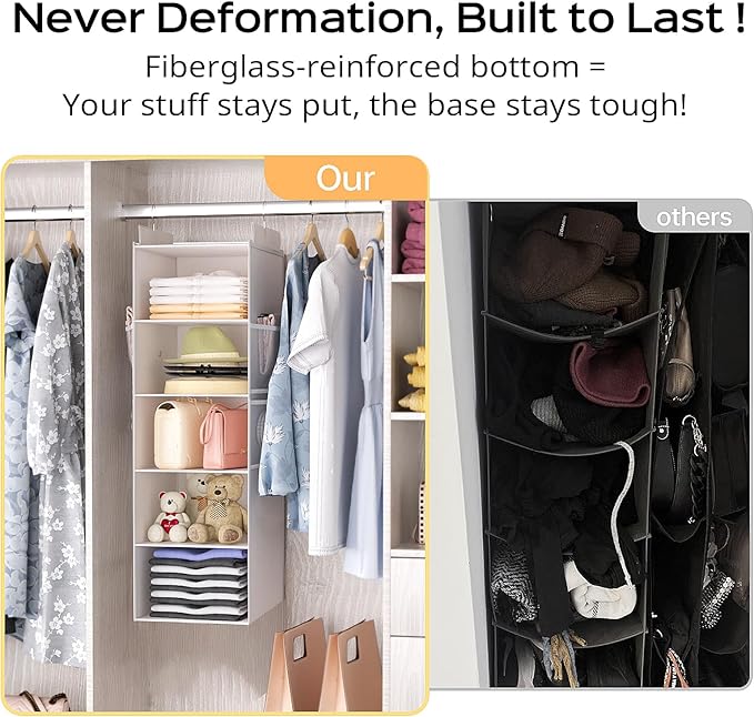 Extra Deep Hanging Closet Organizers and Storage, 5-Tier Closet Hanging