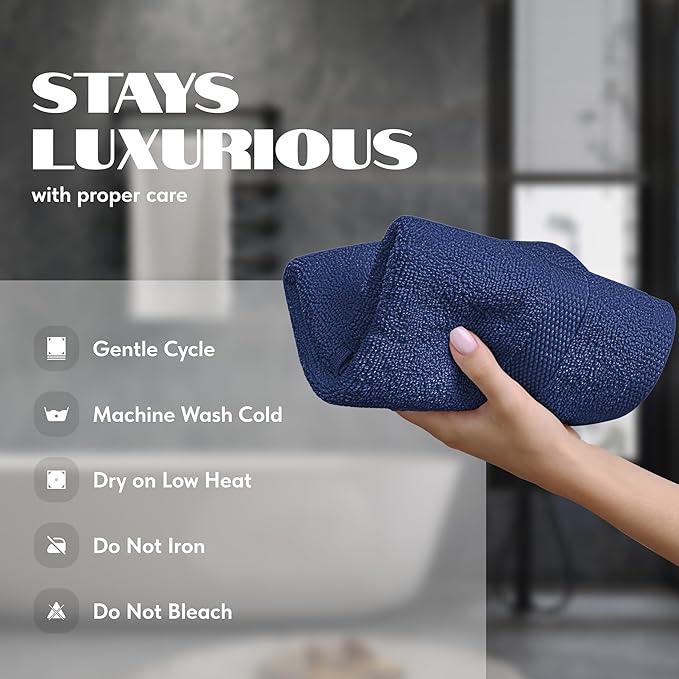 White Classic Navy Hand Towels for Bathroom Cotton Hand Towel Bulk for Gym