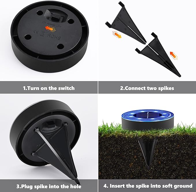 Joomer Solar Ground Lights, 12 Pack 8 LED Solar Lights Outdoor Waterproof IP68 Disc Light Landscape Lighting Garden Light for Patio Pathway Lawn Yard Driveway Walkway(Blue)