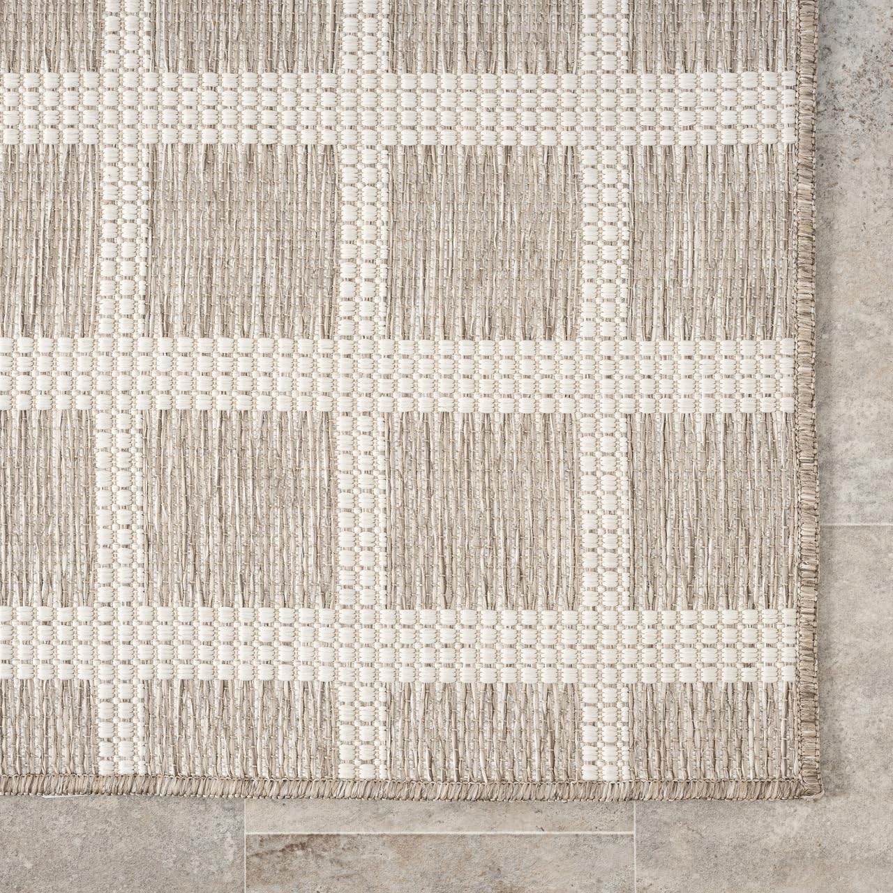 Abani Brown Area Rug – Ocean Collection – 5' x 8' Gridscape Design – Indoor & Outdoor Use – UV Protected, Fade-Resistant, Easy to Clean – Durable for Patio, Deck, Entryway, or Kitchen