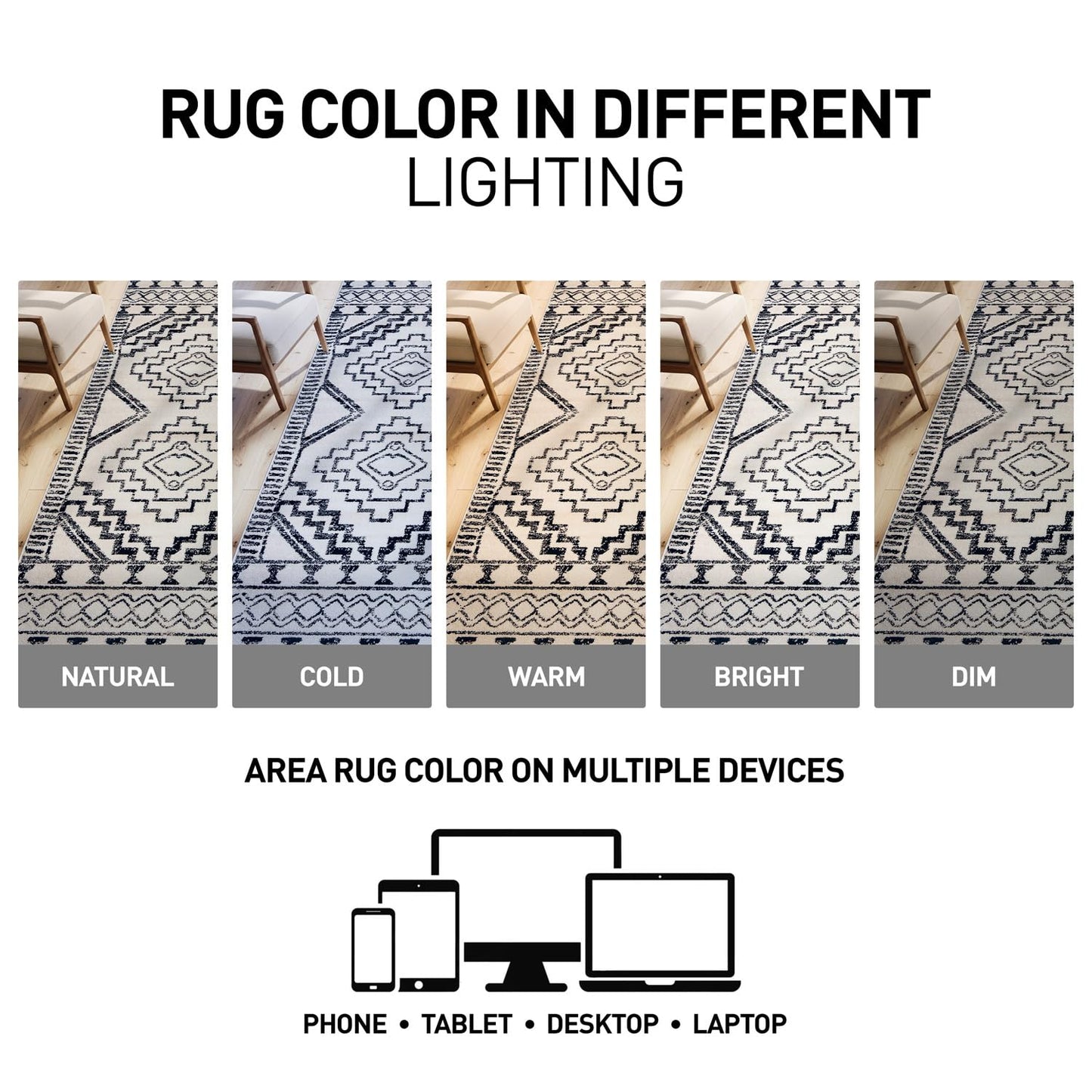 Rugshop Cream and Black Southwestern Tribal Area Rug – Boho Geometric Diamond Pattern Carpet for Living Room, Bedroom, or Entryway – Soft Modern Rustic Floor Décor 4' x 6' Cream