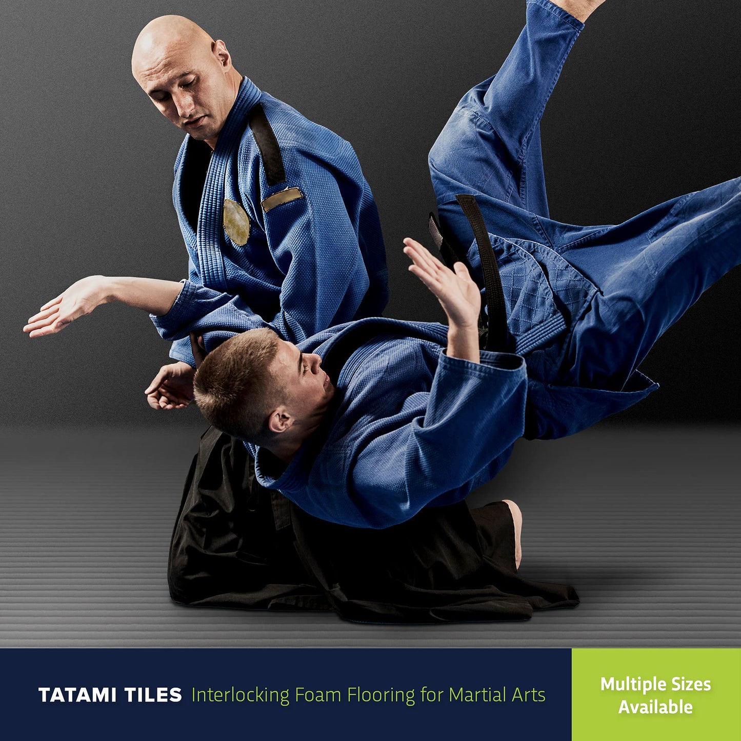 IncStores 7/8 Inch Thick Tatami Foam Flooring Tiles | Textured Interlocking Foam Tiles for Martial-Arts Floor Protection in Your Home Gym, Playroom, and More | Black/Grey, 2-3'x3' Tiles (18 Sq Ft)
