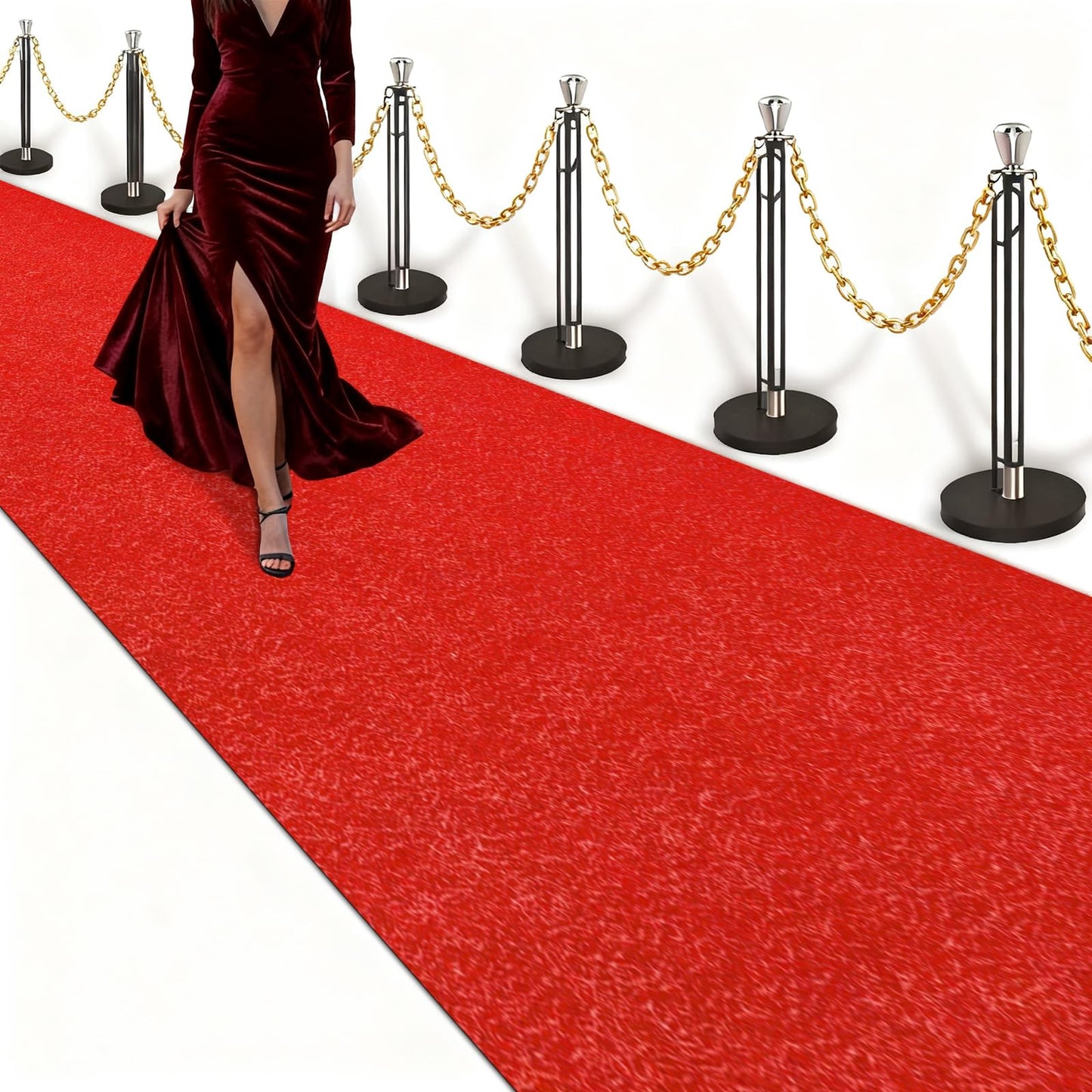Red Carpet Runner 3x15 Feet, Non-Slip Waterproof Aisle Rug with Rubber Backing, Rolled Shipping, No Creases, Perfect for Weddings, Parties, Events, Banquets & Hollywood Runway