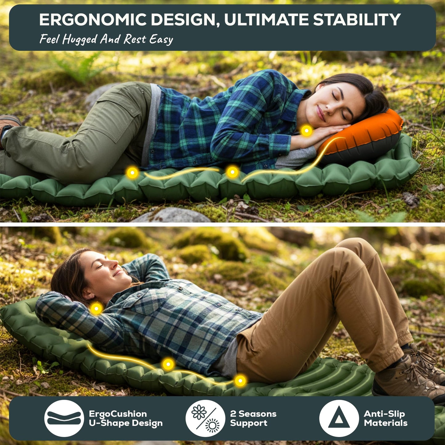 Gear Doctors® Ether 17.5oz Ultralight Camping Sleeping Pad – Backpacking Air Mattress – Camping Mattress Pad – Compact Inflatable Sleeping Mat for Backpacking, Comfortable Outdoor Hiking, Tent, Travel