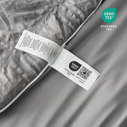 Cozy Bliss Cooling Comforter Full Size Seersucker Plaid, Q-Max 0.4 Reversible Lightweight Cooling Blanket, Breathable Silk Smooth Summer Bedding Quilt for Hot Sleepers Night Sweats Dark Grey