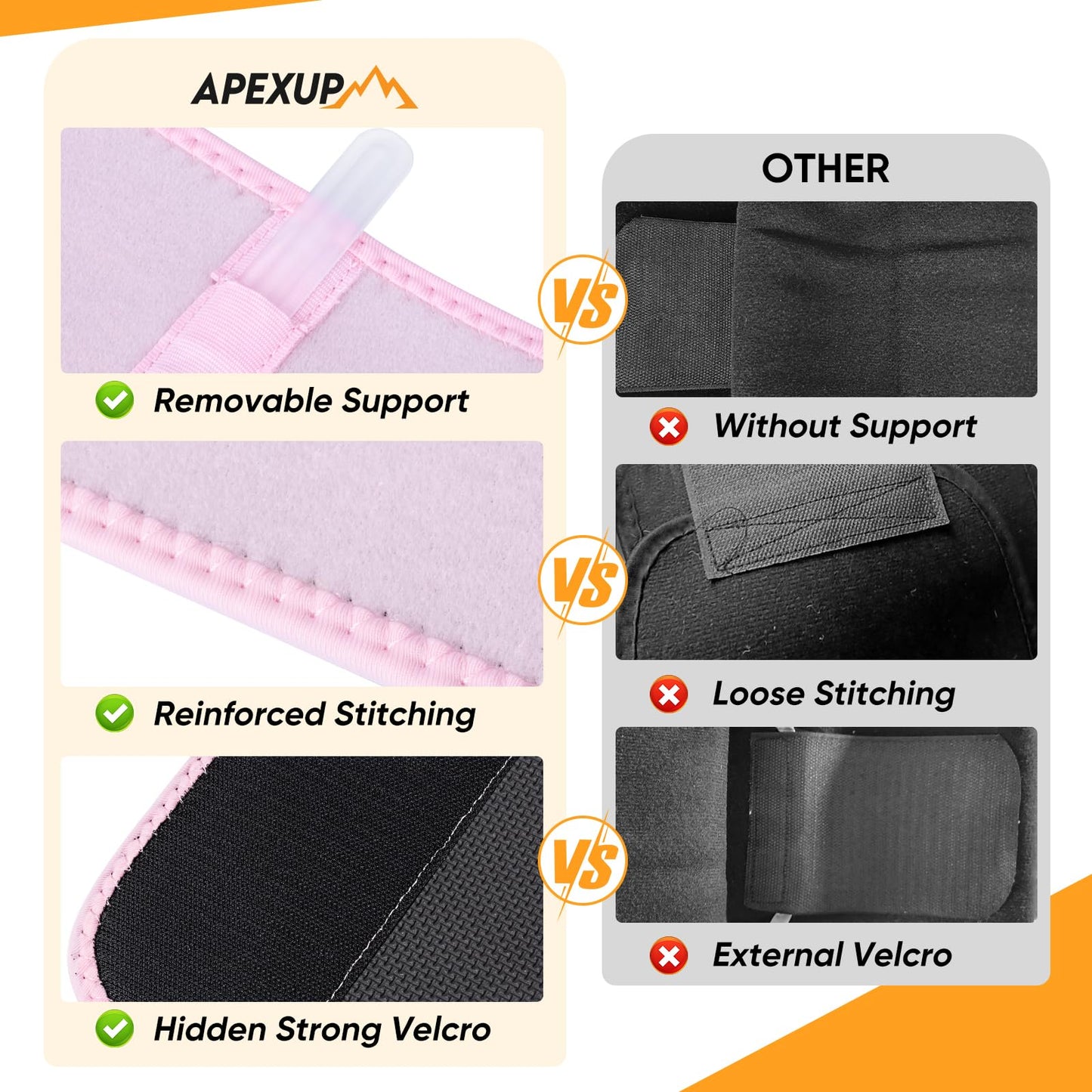 APEXUP Waist Trainer for Women Lower Belly Fat, Men Sweat Band, Stomach Wrap, Waist Trimmer with Removable Lumbar Support (Pastel Pink, L)