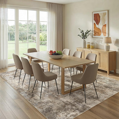 WITSHOCK Area Rugs 10x14 Living Room Rug - Washable Neutral Soft Low Pile Non-Slip Modern Abstract Thin Large Indoor Carpet for Bedroom Dining Room Nursery Office - Dark Brown