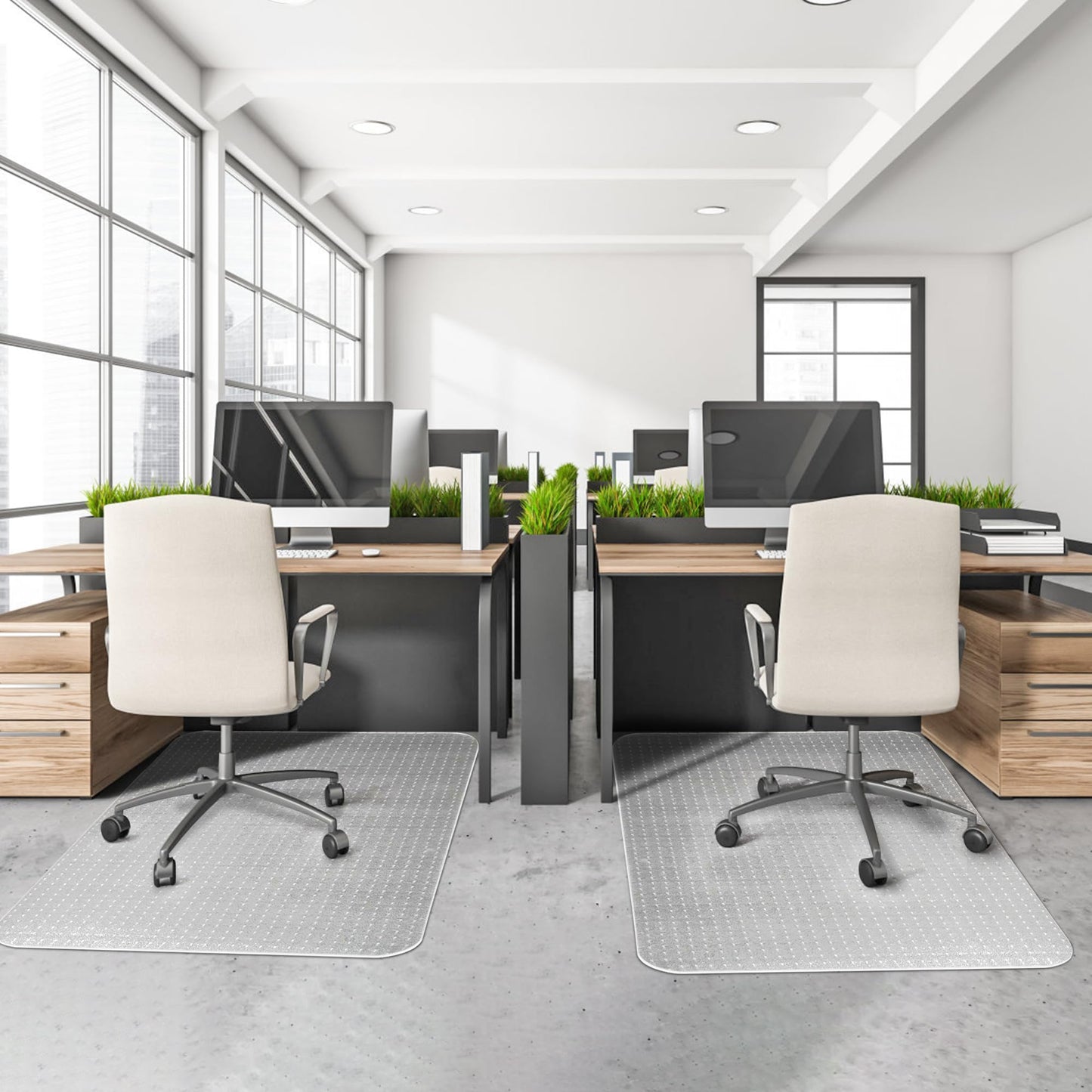 BesWin Office Chair Mat for Carpet, 48'' x 60'' Clear Floor Mat for Low and No Pile Carpeted Floors, Thick and Sturdy Carpet Protector for Work, Home, Gaming, Easy Glide and Flat Without Curling