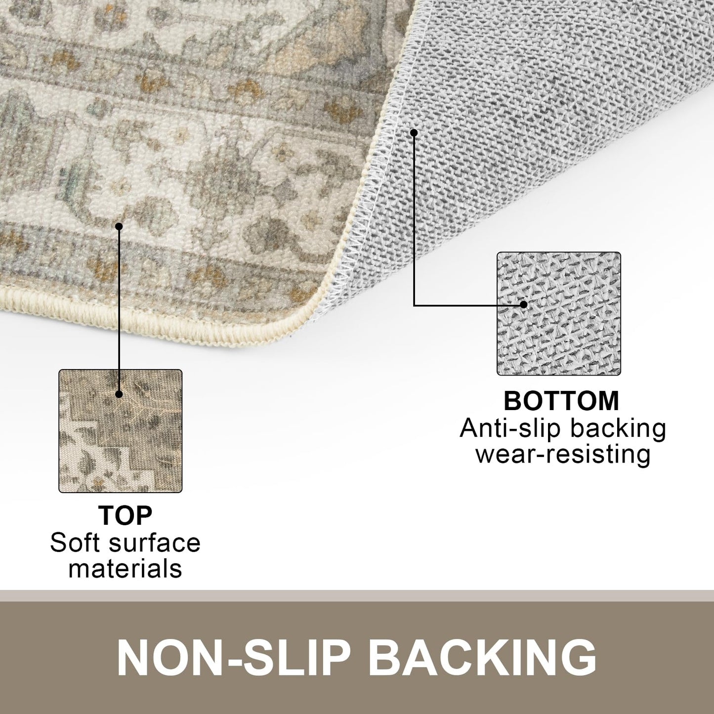 Collive Washable Indoor Doormat, Non Slip Retro Floor Mat 20" x 32" Small Mat Quick Absorbent Entrance Rug Distressed Taupe Front Door Mat, Welcome Mats Entryway Rug Doormats for Kitchen Home Patio