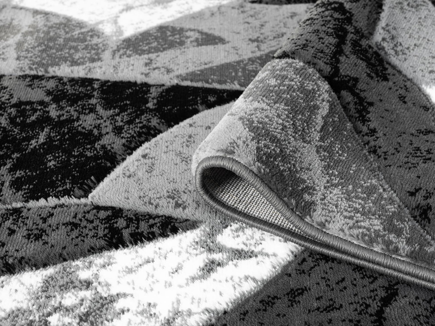 Modern Abstract Area Rug Hand Carved Contemporary Geometric Swirls Vibrant Colors Carpet for Living Room Bedroom Design PR1002 (Grey, 5' x 7')