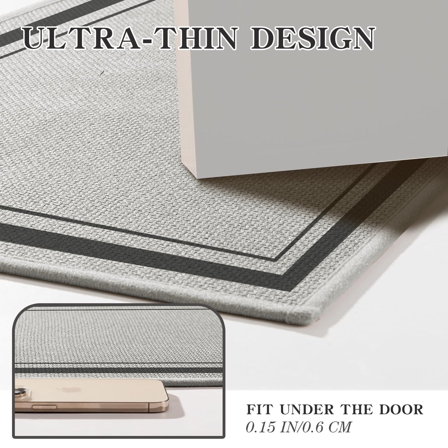 chakme Bathroom Rugs Mat U-Shaped 24x17, Ultra Thin Non Slip Bath Mat Small Quick Dry Absorbent Bath Mat for Bathroom Floor, (Dark Grey, U-24"x17")