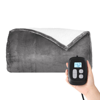 Heated Blanket Electric Blanket Full Size 72''x84'', Soft Flannel Heating Blanket with 1-10 Hour Auto Off - 6 Heat Settings - Machine Washable - Dark Grey