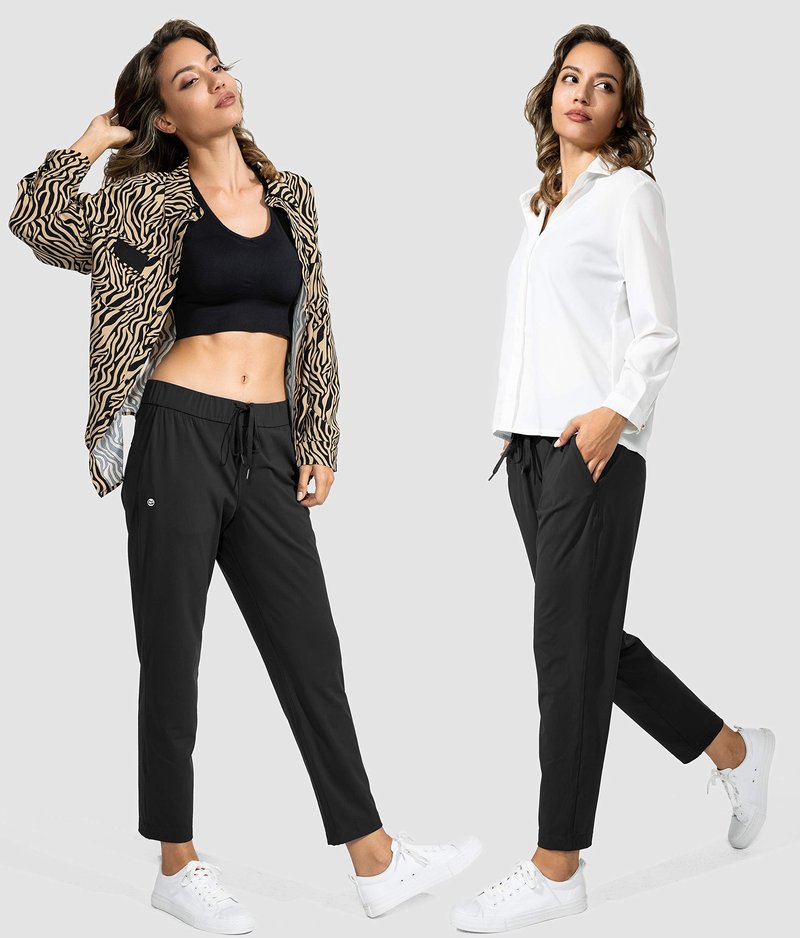 G Gradual Women's Pants with Deep Pockets 7/8 Stretch Sweatpants for Women Athletic, Golf, Lounge, Work (Black, 3X-Large)