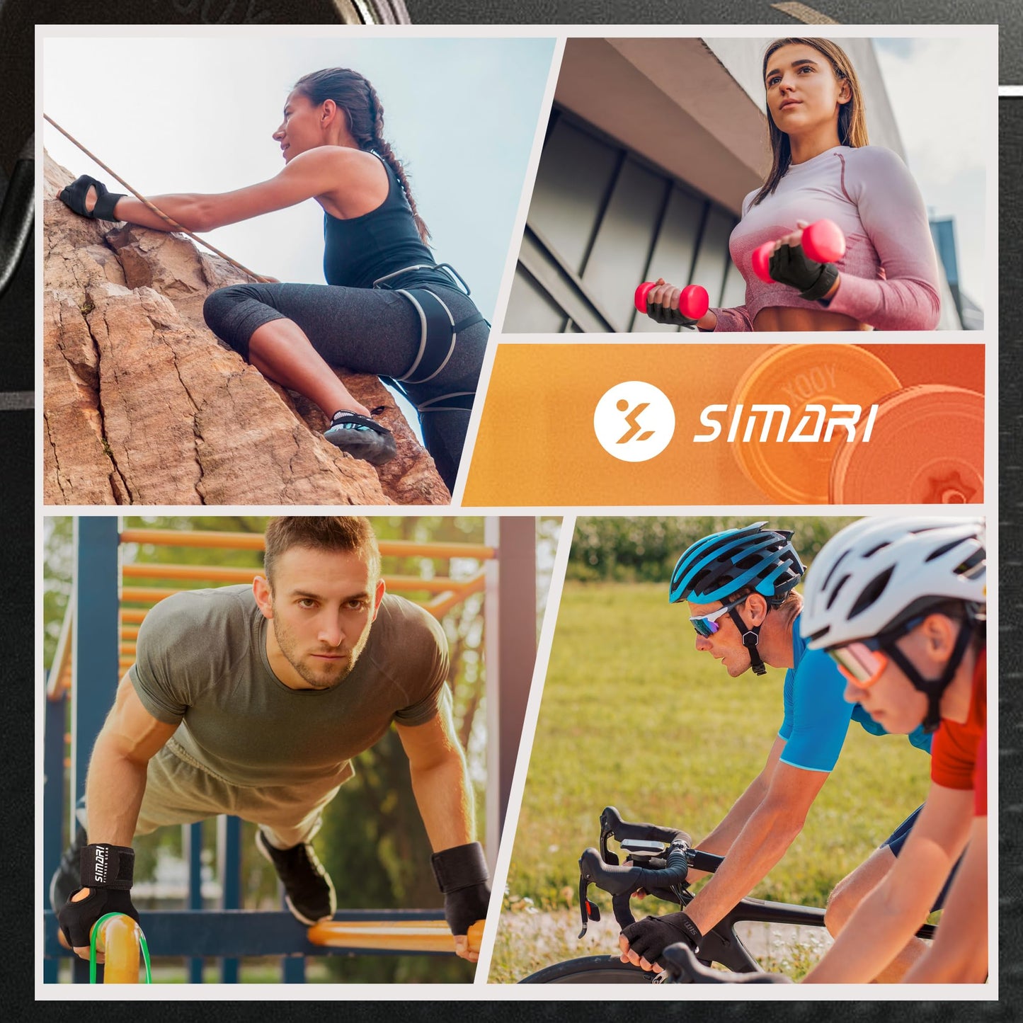 SIMARI Padded Workout Gloves for Men and Women, Breathable Weight Lifting Gloves with Wrist Wraps Support, Grip, Full Palm Protection for Gym Training, Cycling, Weightlifting, Exercise
