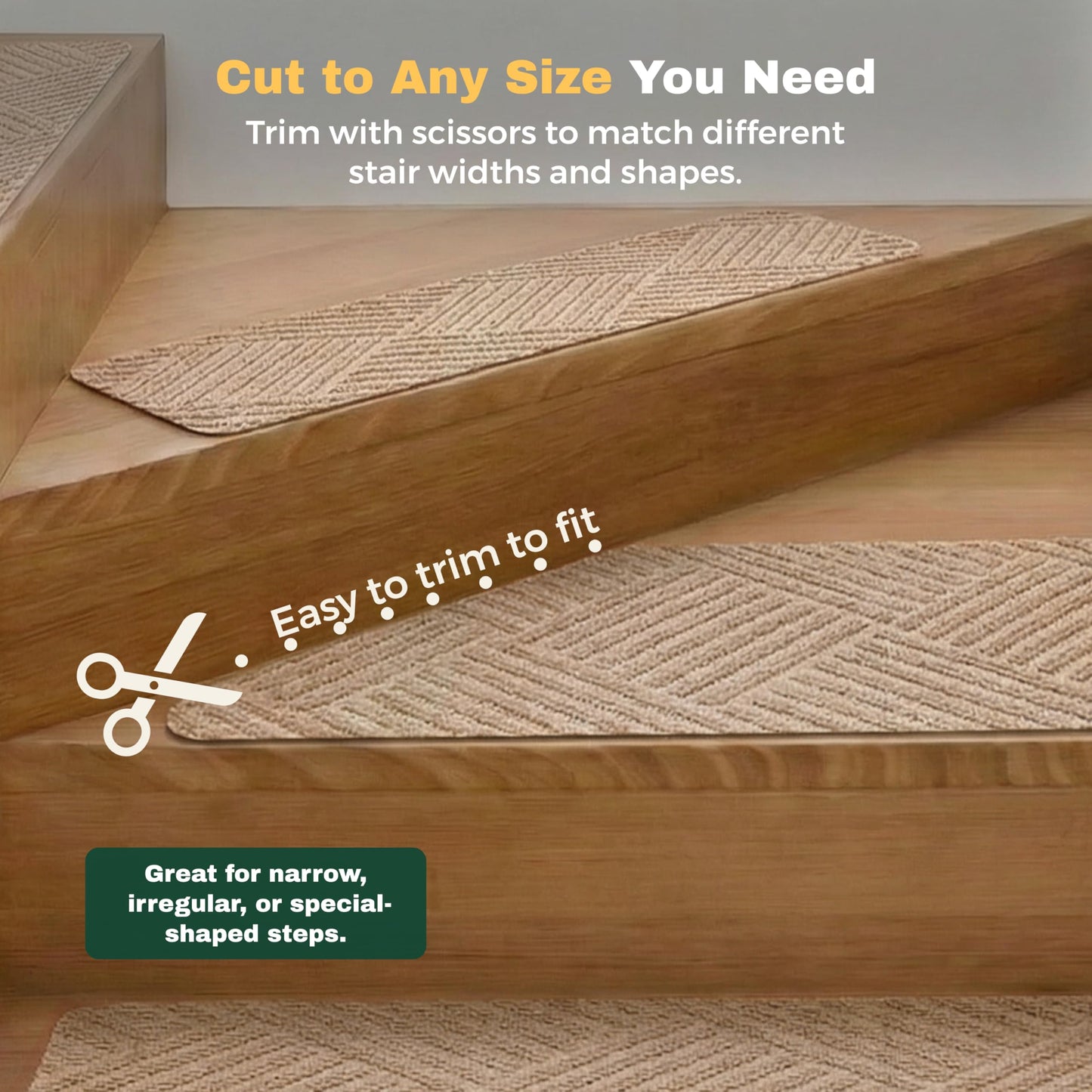 MBIGM 8 X 30inches, 15 in Pack, Non-Slip Carpet Stair Treads Non-Skid Safety Rug Slip Resistant Indoor Runner for Kids Elders and Pets with Reusable Adhesive, Cornstalk Weave
