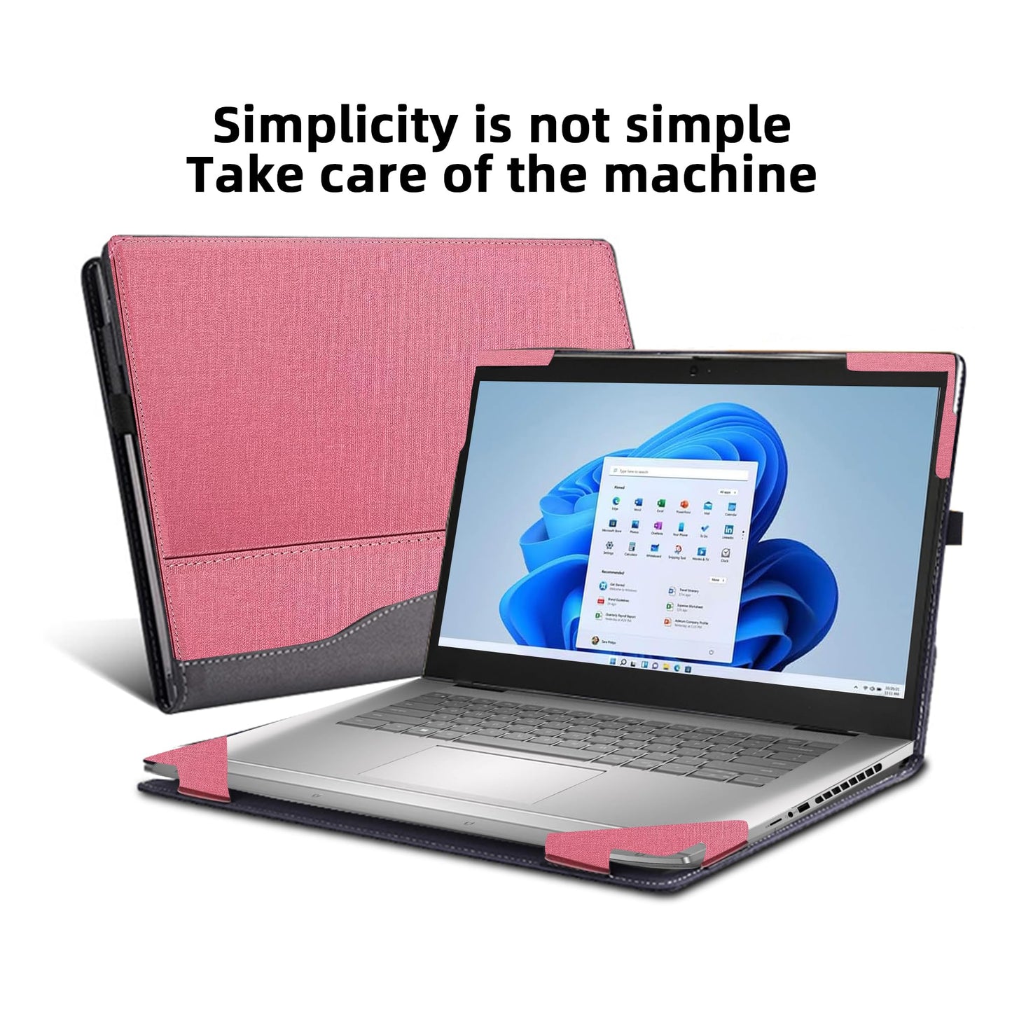 VEVOOD Laptop Cover for Dell inspiron 16" 7635 7640 Vostro 5620 5625 5630 7610 7620 7630 7640 2-in-1 Case All Inclusive Drop Case 16inch PU Leather Inside Pocket Cover (Pink)