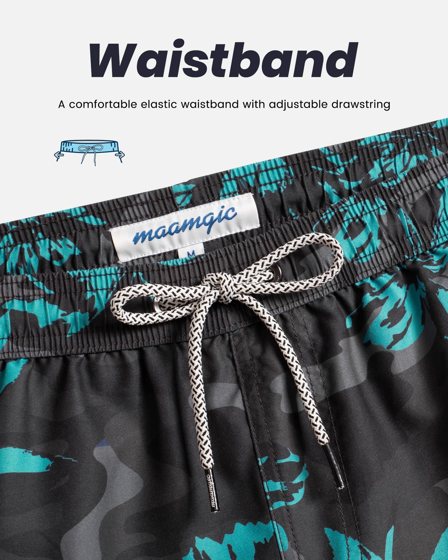 maamgic Mens Swim Trunks Quick Dry Swim Shorts with Mesh Lining Funny Swimwear Bathing Suits 7inch Dark Grey Poppy Flower X-Large