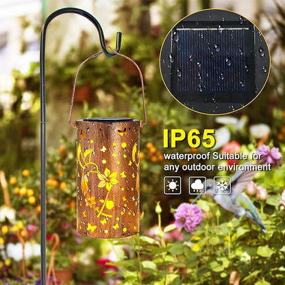 4 Pack Solar Lanterns Outdoor Waterproof Hummingbirds Birthday Gifts for Women Mom Grandma Garden Decor Metal Hanging LED Decorative Light for Patio Yard Lawn Backyard Front Porch Gardening Gifts