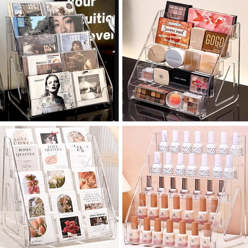 AMZALI Card Display Stand, 5 Tier Trading Card Display Case Acrylic Versatile Holder for Baseball Basketball Sports Graded Card Display Stand Tabletop for PSA BGS SGC Slabs