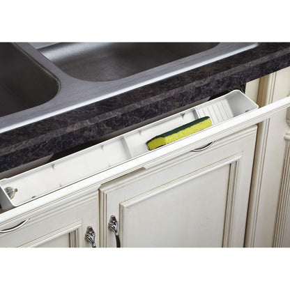 Rev-A-Shelf 30" Tip-Out Plastic Sink Tray for Kitchen and Bathroom Base Cabinets, Large Pullout Vanity Shelf Home Organizer, White, LD-6591-30-11-1