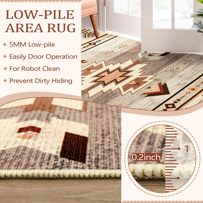 B BENRON Western Rugs for Living Room, Non Slip Rustic Rug for Bedroom Dining Table Kitchen, Washable Aesthetic Area Rugs for Home Decor, 5ft x 7ft, Warm Beige