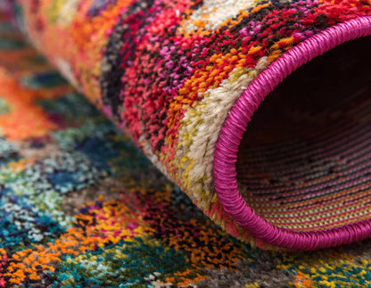 Unique Loom Jardin Collection Colorful, Vibrant, Abstract, Modern Area Rug (3' 3 x 5' 3 Oval, Multi/Blue)
