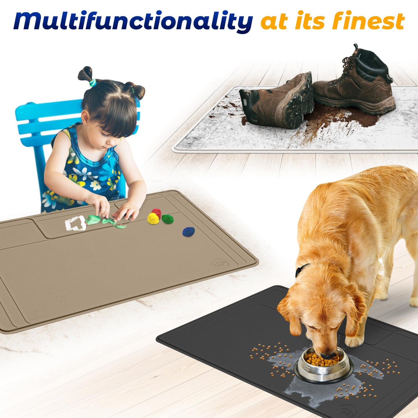 The Original Under Sink Mat - Silicone Waterproof mat, Trimmable, Easy to Clean, Kitchen cabinet liner, Under sink protector mats, Drip Tray with Lip - 34" x 22" or smaller