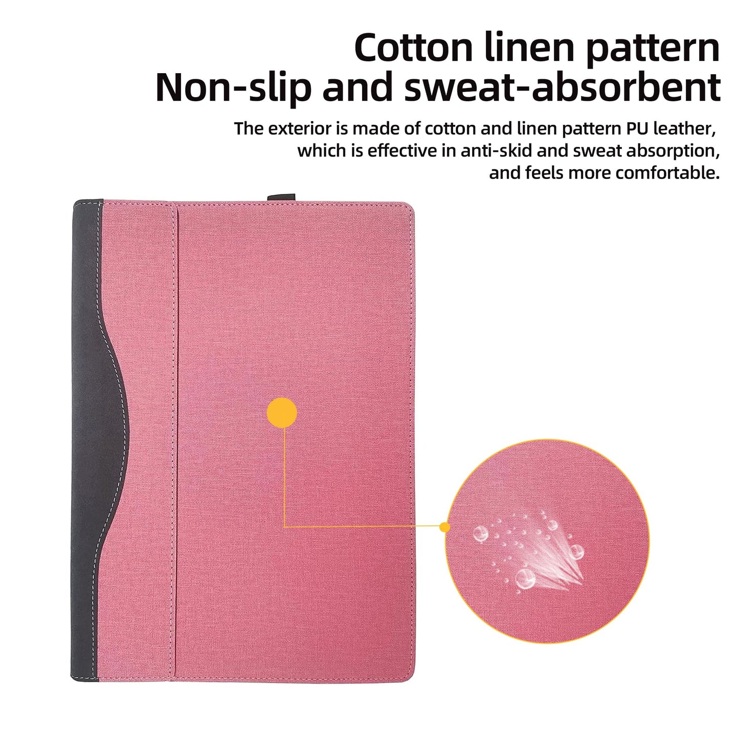Laptop Case for Dell 16 Plus DB16250 DB16255|16 Plus 2-in-1 DB06250 [Not Other Models] All Inclusive Drop Case 16" PU Leather Protective Laptop Bag Detachable Shell (Pink)