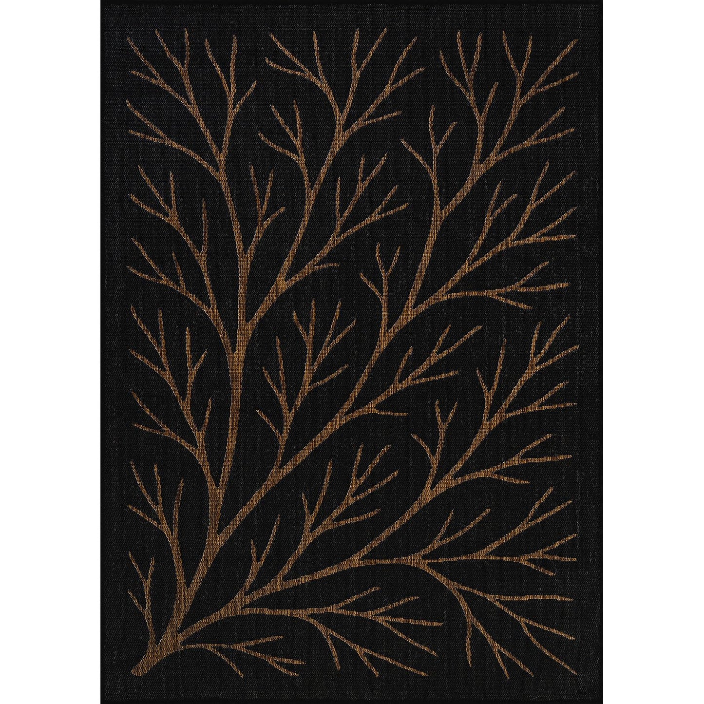 Washable Indoor Outdoor Rug 8x10 Modern Area Rugs Branch Pattern Non Shedding Waterproof Easy Clean Patio Deck Porch Living Room Bedroom Garden RV (8 X 10 Gold)
