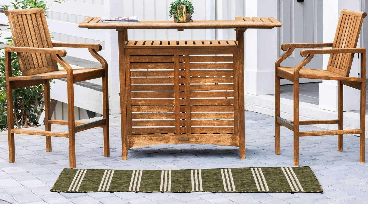 Unique Loom Outdoor Collection Area Rug - Anguilla (2' x 8' Runner, Green/ Ivory)