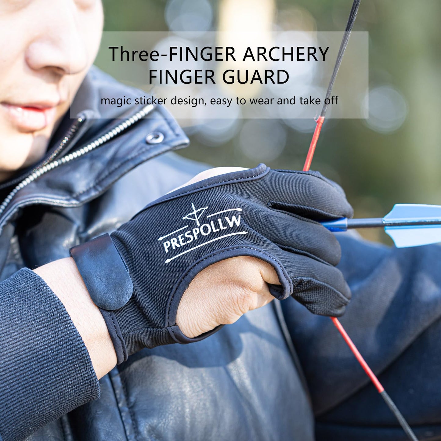 Prespollw Archery Glove Three-Finger Guard – Protective Shooting Glove for Men & Women, Ideal for Recurve & Compound Bow Hunting and Target Practice (X-Large)
