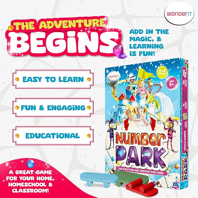 Number Park - Addition &amp Subtraction Math Games for Kids Ages 5-8 - Fun Educational Learning Game - Board Games for Kindergarten &amp Up - Gift