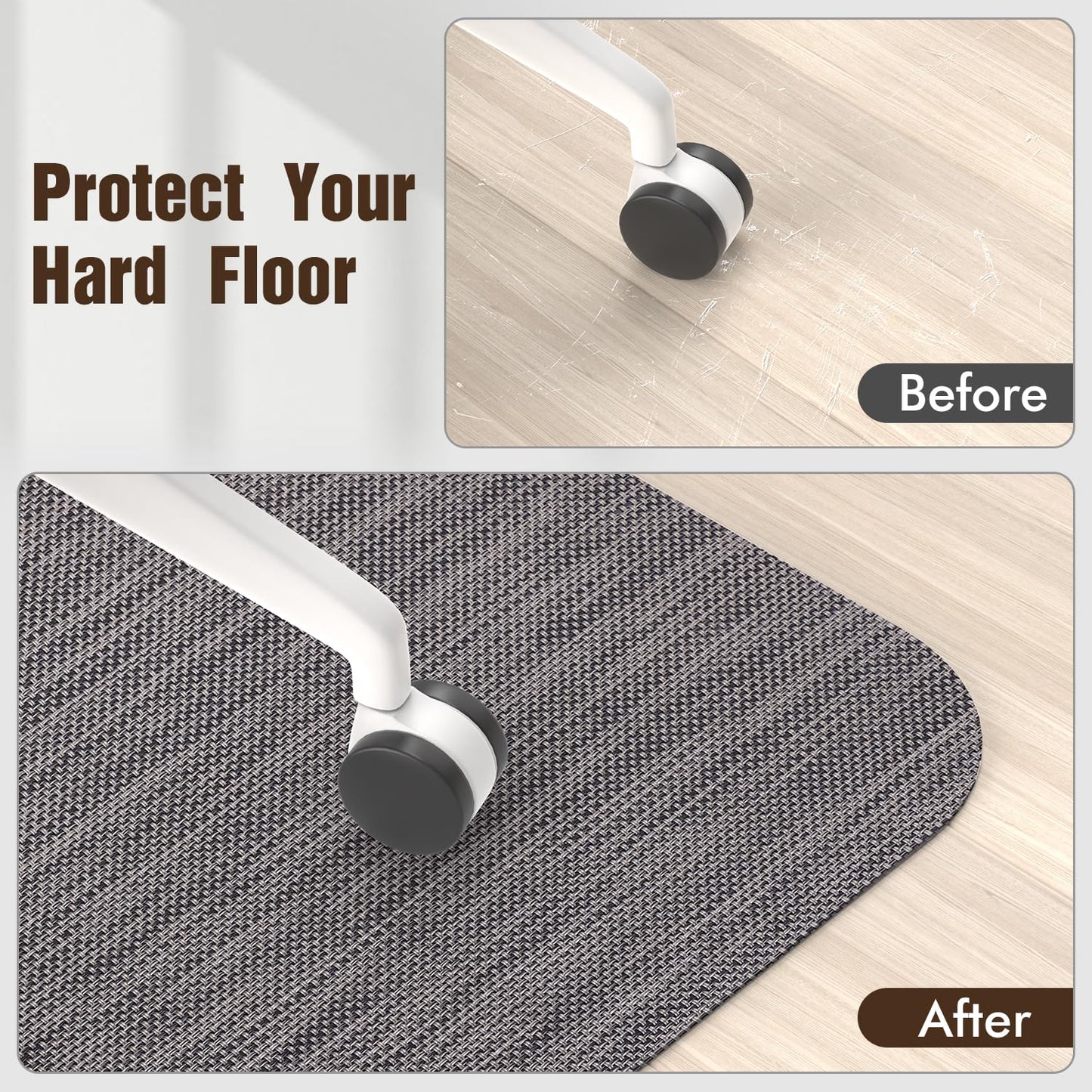 Blvornl Office Chair Mat for Hardwood Floor, 36" x 48" Desk Computer Chair Mat for Hard Wood and Tile Floor, Large Anti-Slip Hard Floor Protector Rolling Chair Mat, PVC Mat Desk Rug for Office Home
