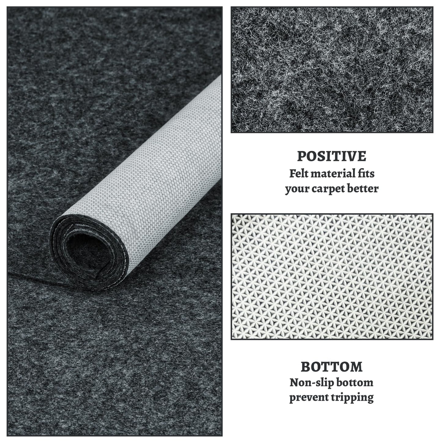 100% Waterproof Rug pad, 6x9 ft Area Rug Non-Slip Rug Pads, Carpet Pads for All Floors and finishes, Felt pad for Hardwood Floors, Keep Carpets in Place Soft and Secure
