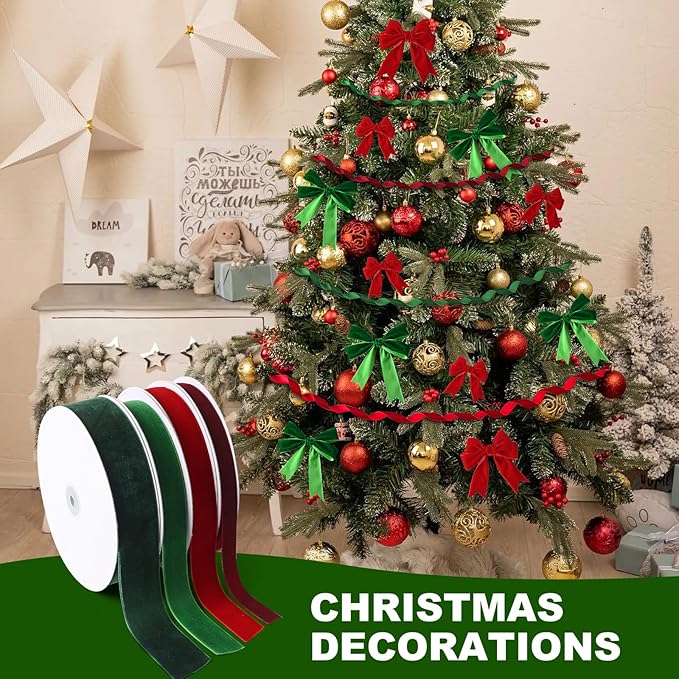 Lavender Velvet Ribbon 5/8" x 20Yd,Great for Gift Wrapping,Hair Bows Making, Wreaths,Wedding and Christmas Party Decoration(Lavender 5/8")