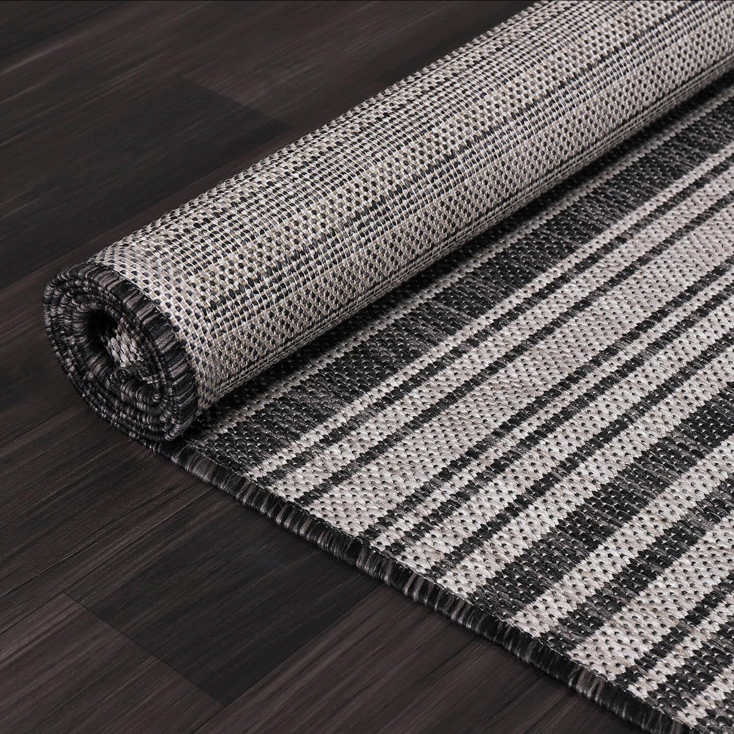 Luul Home Stripe Outdoor Rug 6x9 Washable Outside Carpet for Indoor Patio Porch Waterproof Easy Cleaning Non Shedding Area Rugs Dark Gray 6 x 9