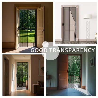 YRH Magnetic Screen Door with Stay Open Buckles - Heavy Duty Self-Sealing Mesh,Powerful Magnets,Full Frame Magic Tape (Fit for Door Size:32x78 Inch,Screen Itself Size:34x80 Inch, Black)