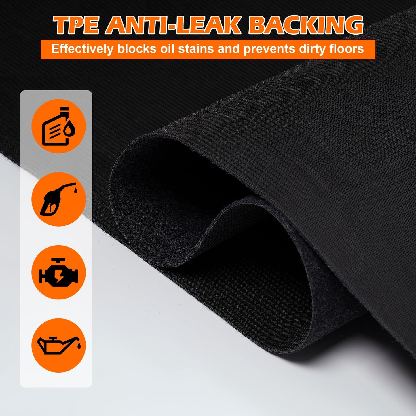 Grefinity Oil Spill Mat, 60" x 72" Oil Mat for Driveway, Under Car Pad for Garage Floor, Protects Against Oil, Chemicals & Stains with TPE Anti-Leak Backing, Reusable & Washable
