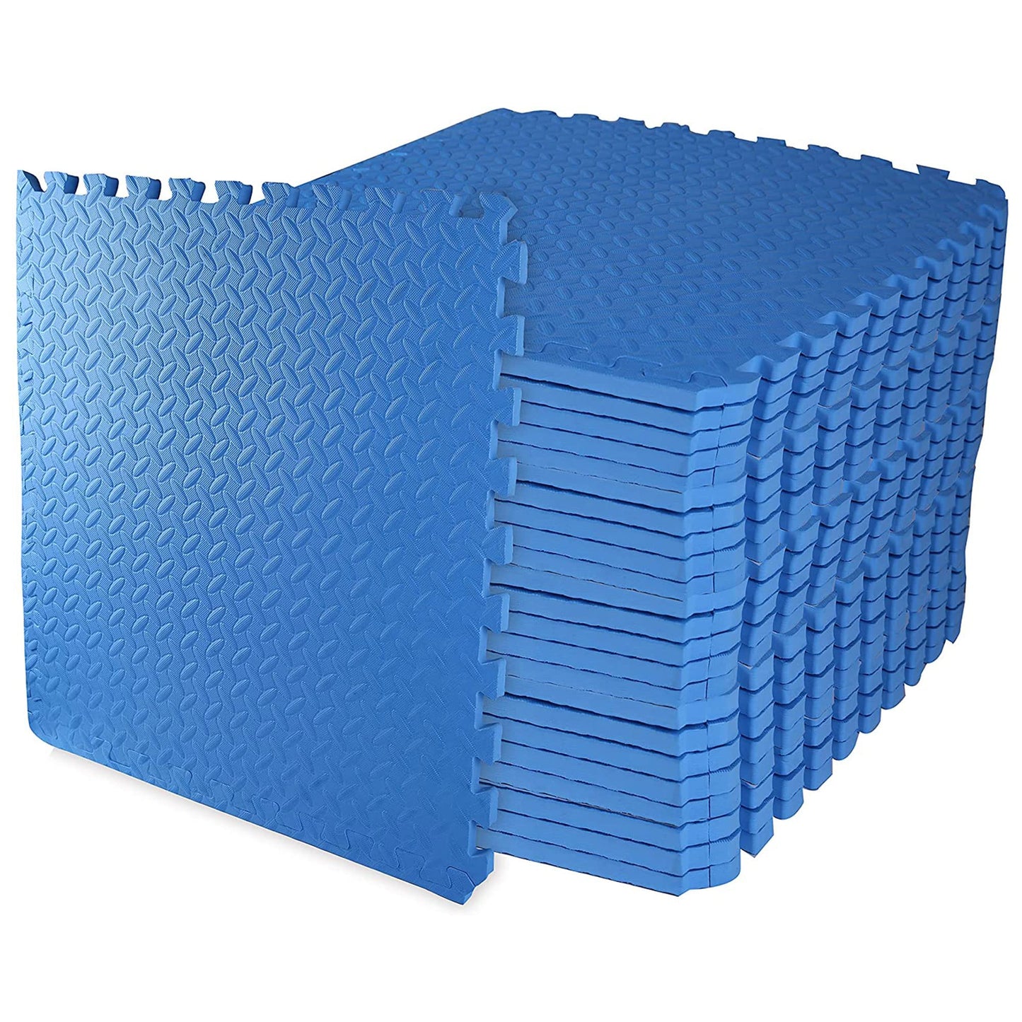 BalanceFrom Puzzle Exercise Mat 3/4" Thick, EVA Interlocking Foam Floor Tiles for Home Gym, Mat for Home Workout Equipment, Floor Padding for Kids, Blue, 24 in x 24 in x 3/4 in, 96 Sq Ft - 24 Tiles