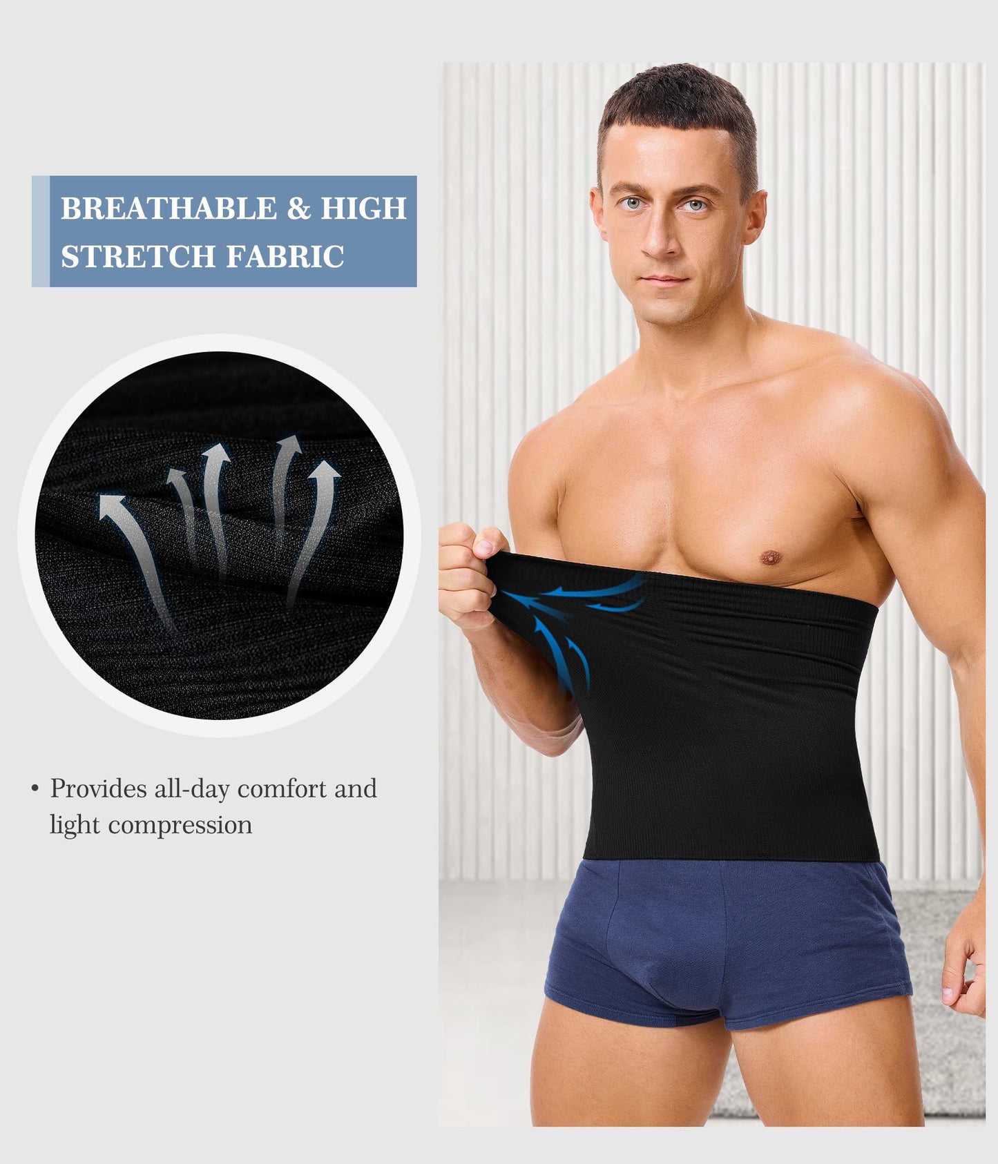 TAILONG Waist Trainer for Men Shapewear Tummy Control Body Shaper Corset Slimming Girdle Fajas para Hombres Black