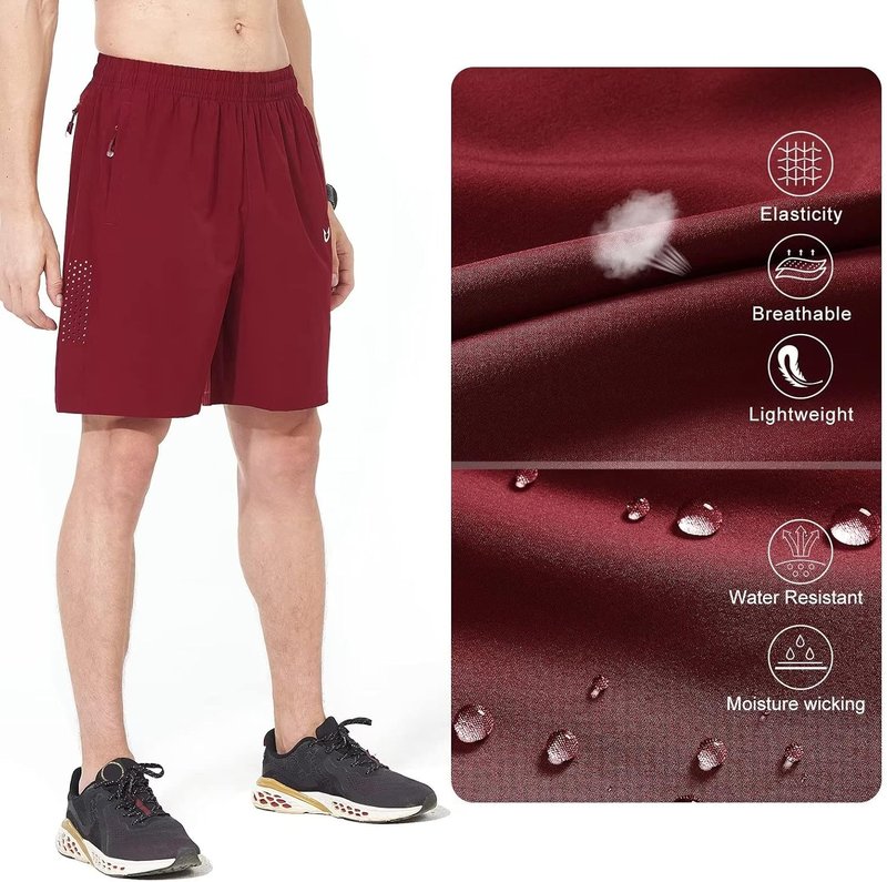 Men's Athletic Running Shorts - Quick Dry Lightweight Gym Workout | 7"/9"/5" with 3 Zipper Pockets