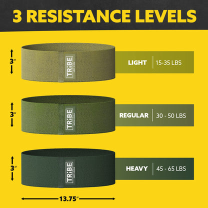 Tribe Lifting Fabric Resistance Bands for Legs - Workout Bands Resistance Bands for Men and Women - Booty Bands for Working Out - Exercise Bands Resistance Bands Set - Elastic Bands for Exercise