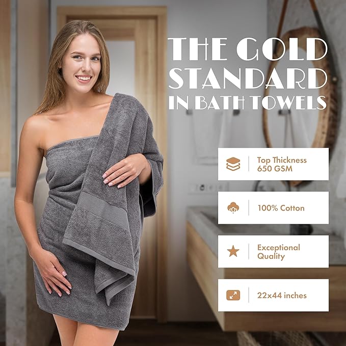 White Classic Wealuxe Grey Towels