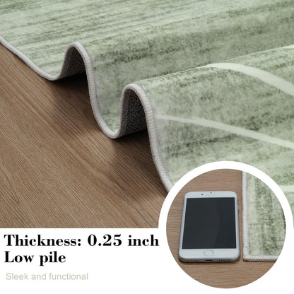 5x7 Sage Green Modern Abstract Area Rugs for Living Room, Washable Rugs for Nursery Bedroom, Non-Slip Minimalist Neutral Wave Striped Rugs for Playroom Boys, Throw Accent Rug Carpet for Dining Room