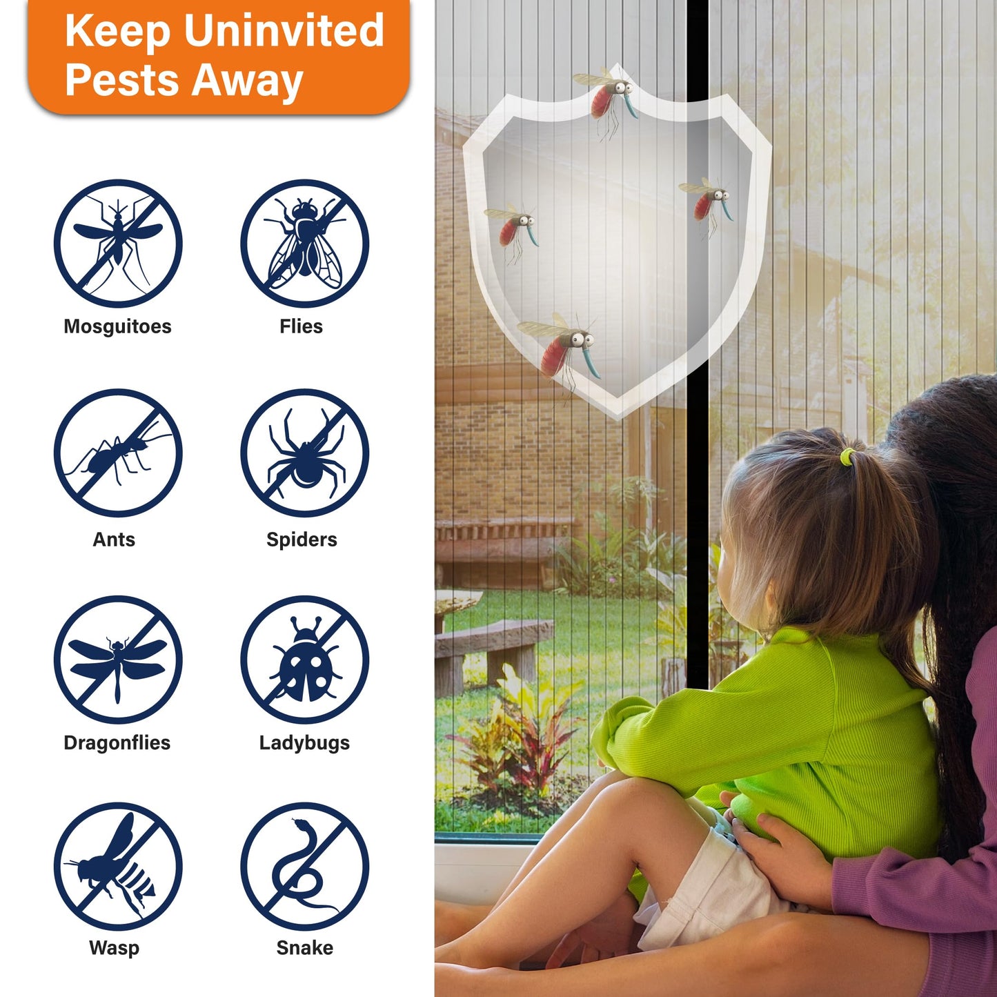 Magnetic Screen Door, Heavy Duty Door Screen Magnetic Closure Keep Bugs Out,Pet & Kid Friendly,Fit Door Size 32" x 82"