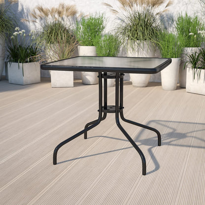 Flash Furniture Barker 31.5" Square Indoor/Outdoor Tempered Glass Metal Frame Side Table