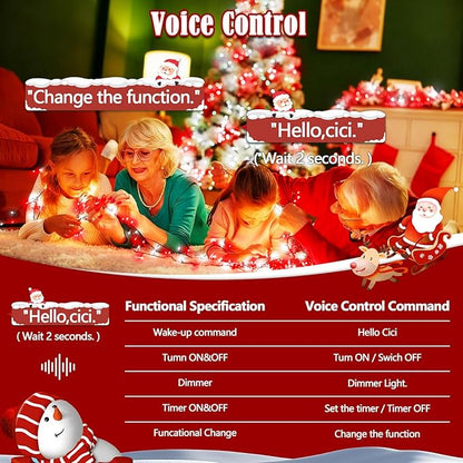 BHCLIGHT 240LED Christmas Voice Control String Lights Red & White