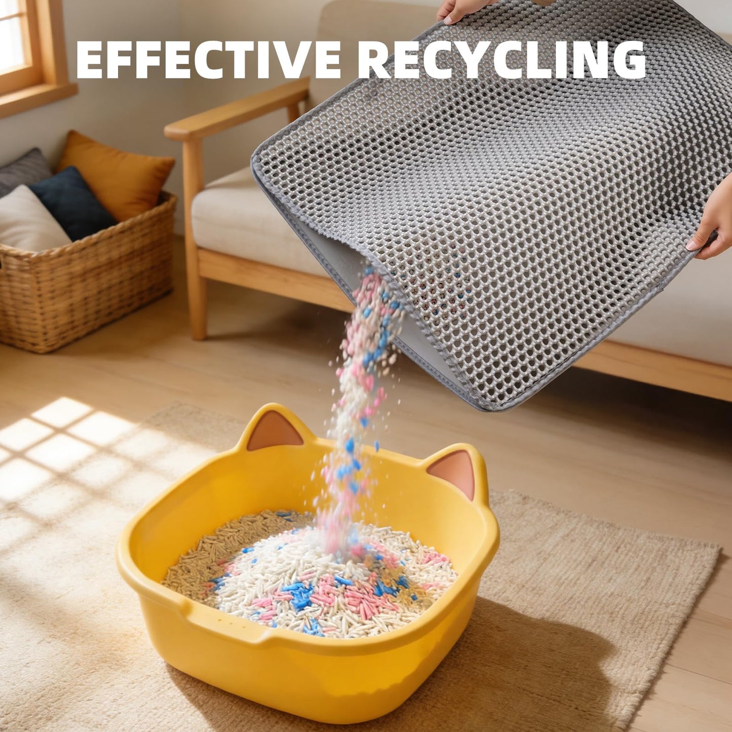 Cat Litter Mat 24x15 Inches, Honeycomb Double Layer Litter Trapping Mat, Waterproof Leakproof Urine Proof Cat Litter Box Mat for Cat Litter Box Area, Floor, Kitty Litter Rug