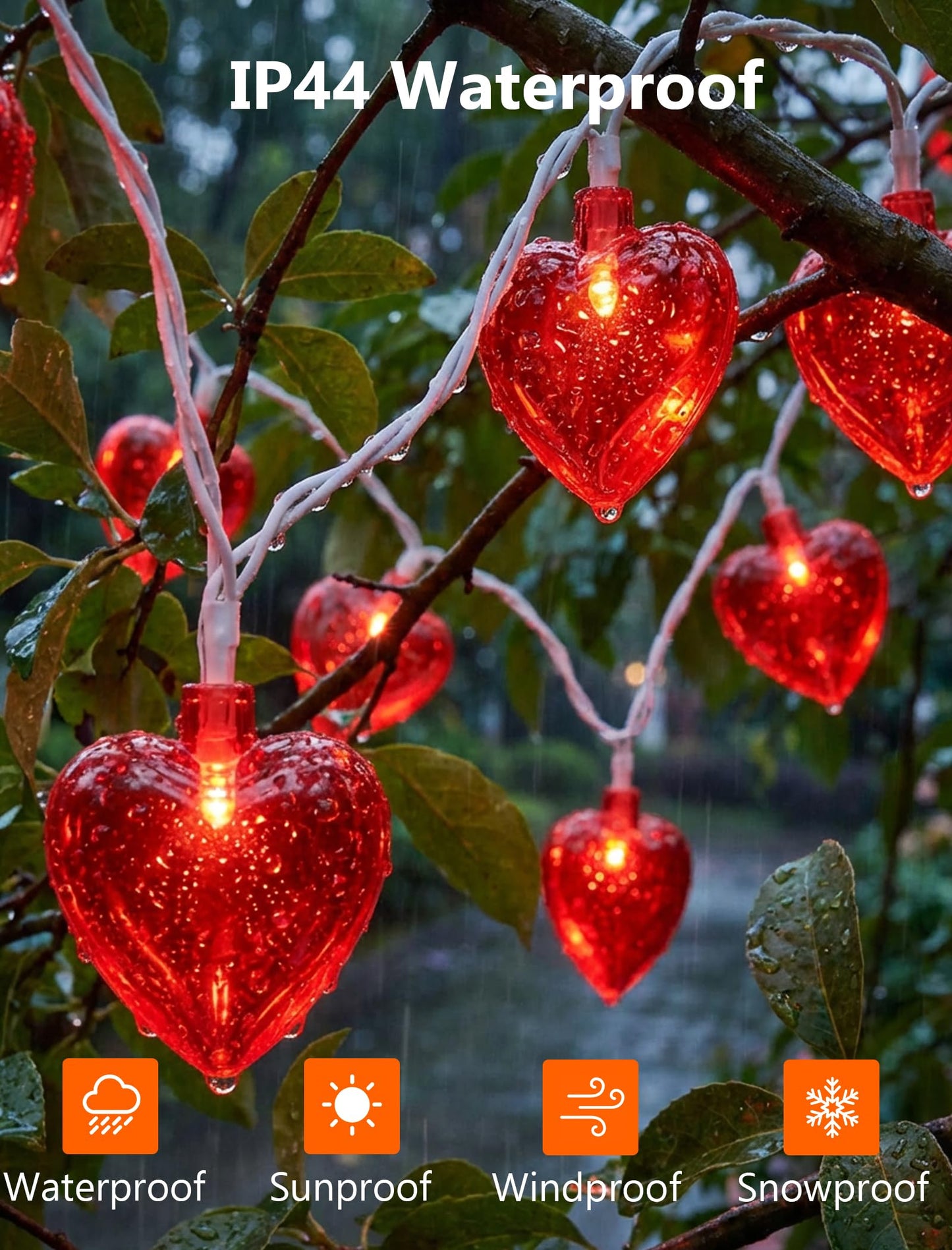 Valentines Red Heart String Lights Plug in, 8.5Ft Outdoor Valentine's Day Decorations Lights with 10 LED Red Heart Lights, Heart Fairy String Lights for Indoor Home Window Wedding Party Xmas Decor