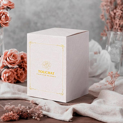 Touchat Luxury Faux Rabbit Fur Throw Blanket Twin Size for Couch,Super Heavy Warm Cozy Blanket for Sofa Bedroom Living Room,Ultra Soft Fluffy Reversible Plush Blanket for Home Decor Gifts,White